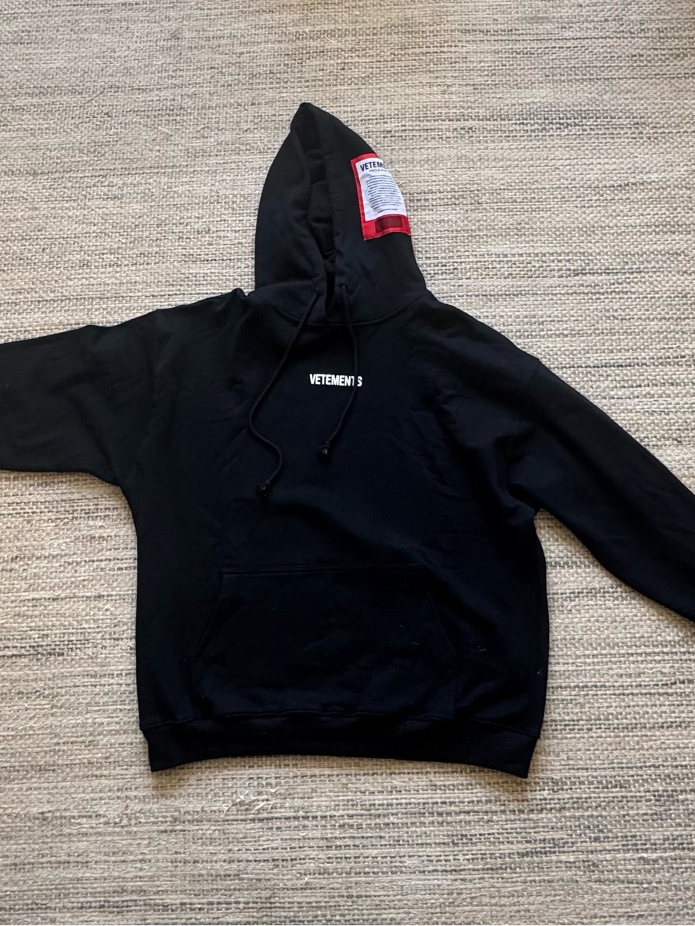 Vetements Black Hoodie with Small White Logo